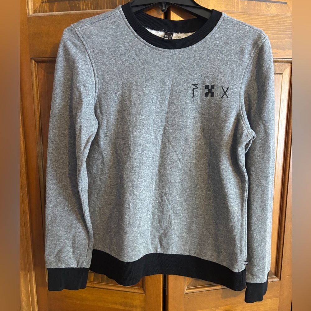 FOX Racing premium adult crewneck pullover sweater small grey/black